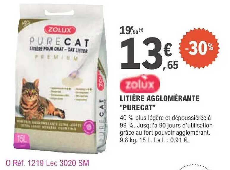 ZOLUX LITIERE AGGLOMERANTE "PURECAT"