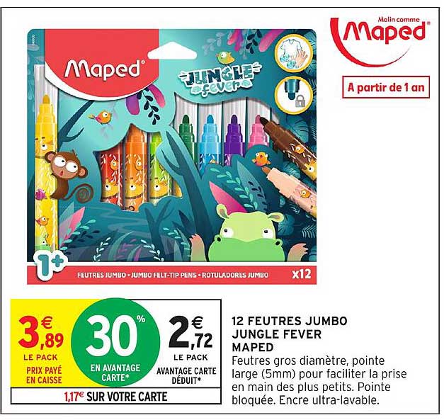 12 FEUTRES JUMBO JUNGLE FEVER MAPED