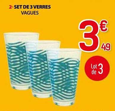 2- SET DE 3 VERRES VAGUES