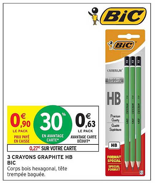 3 CRAYONS GRAPHITE HB BIC