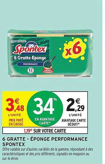 6 GRATTE - ÉPONGE PERFORMANCE SPONTEX