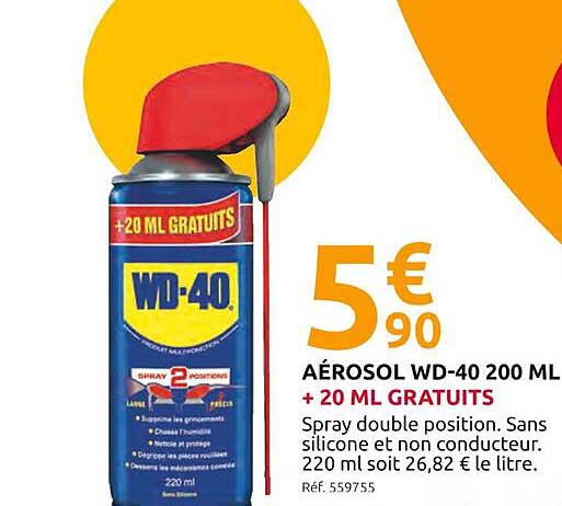 AÉROSOL WD-40 200 ML + 20 ML GRATUITS