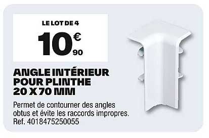 ANGLE INTÉRIEUR POUR PLINTHE 20 X 70 MM