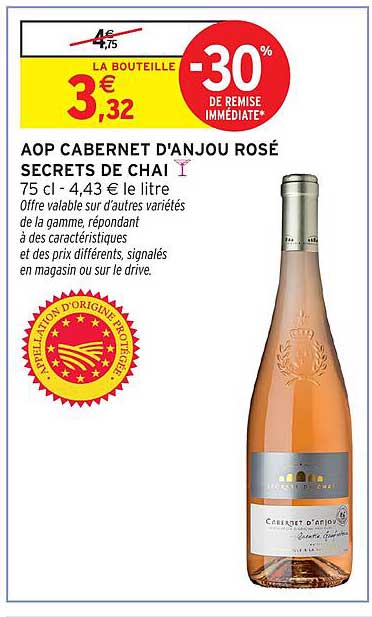AOP CABERNET D'ANJOU ROSÉ SECRETS DE CHAI