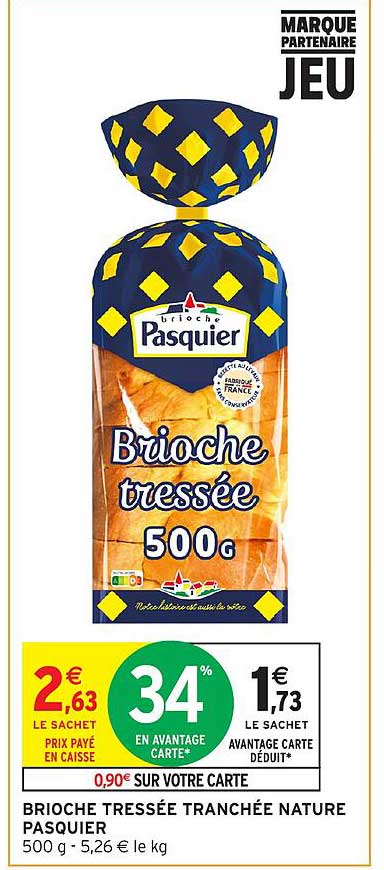 Brioche tressée tranchée nature Pasquier 500g