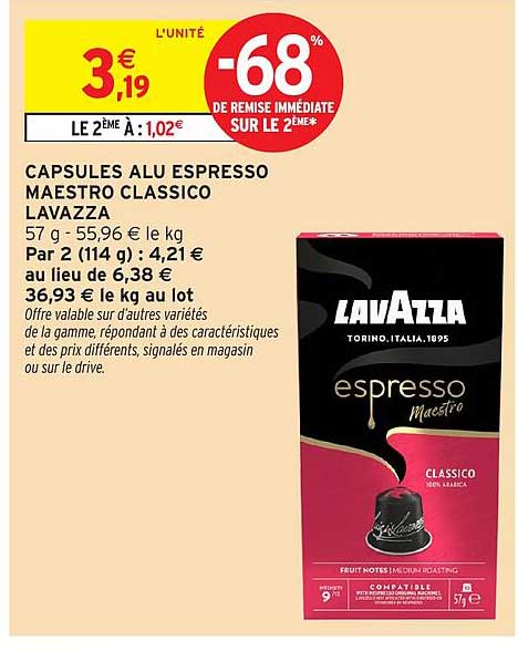 CAPSULES ALU ESPRESSO MAESTRO CLASSICO LAVAZZA