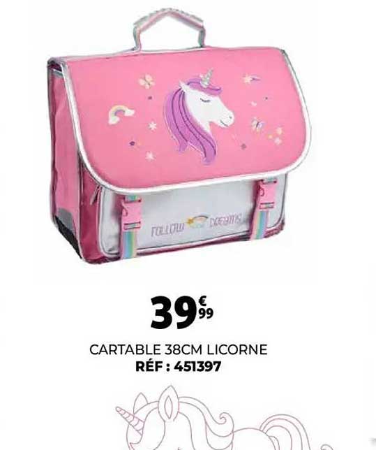 CARTABLE 38CM LICORNE