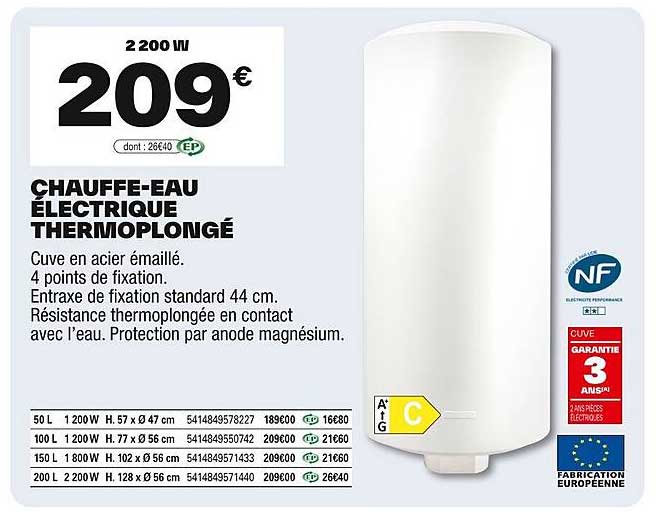 CHAUFFE-EAU ÉLECTRIQUE THERMOPLONGÉ