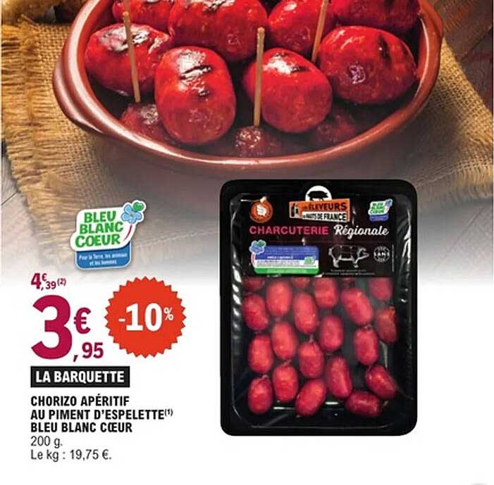 CHORIZO APÉRITIF AU PIMENT D'ESPELETTE BLEU BLANC COEUR