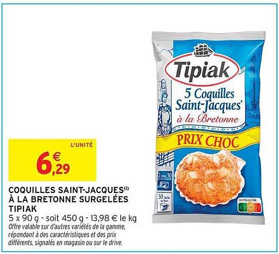 COQUILLES SAINT-JACQUES® À LA BRETONNE SURGELÉES TIPIAK