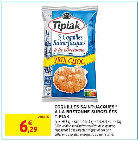 COQUILLES SAINT-JACQUES® À LA BRETONNE SURGELÉES TIPIAK