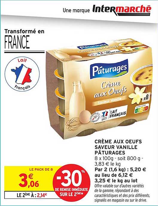 CRÈME AUX ŒUFS SAVEUR VANILLE PÂTURAGES