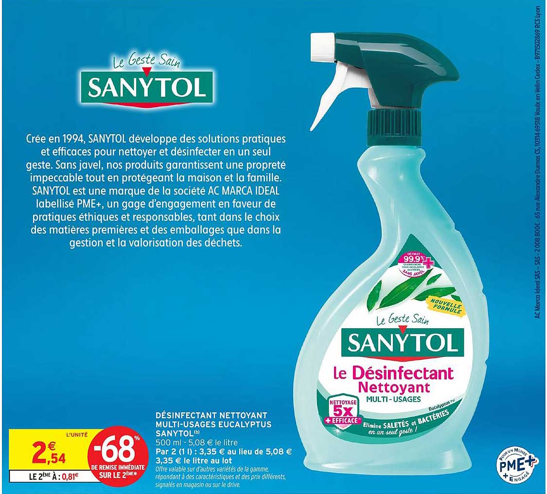 Désinfectant nettoyant multi-usages SANYTOL