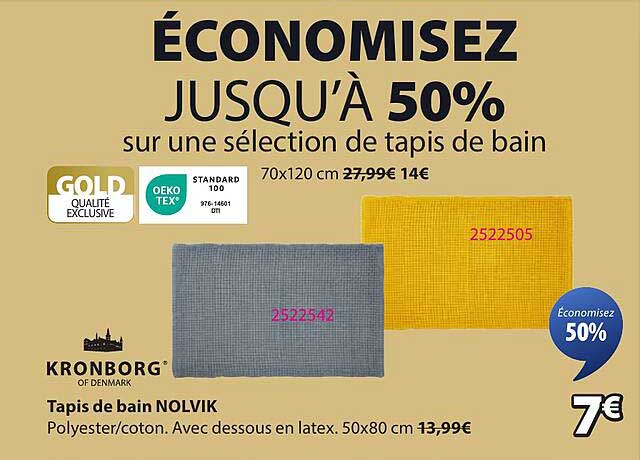 ÉCONOMISEZ JUSQU'À 50% sur une sélection de tapis de bain