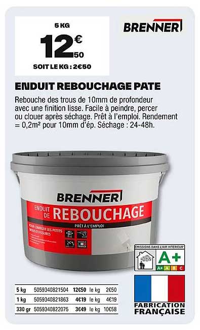 ENDUIT REBOUCHAGE PATE