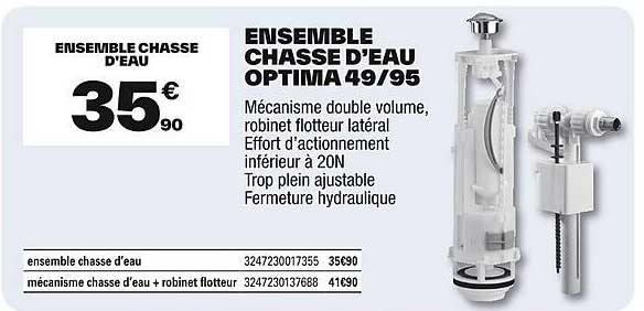 ENSEMBLE CHASSE D’EAU OPTIMA 49/95