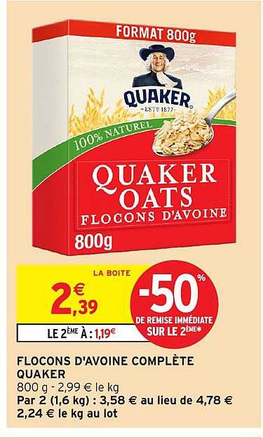 FLOCONS D'AVOINE COMPLÈTE QUAKER
