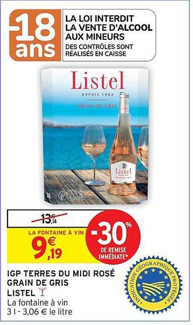 IGP TERRES DU MIDI ROSÉ GRAIN DE GRIS LISTEL