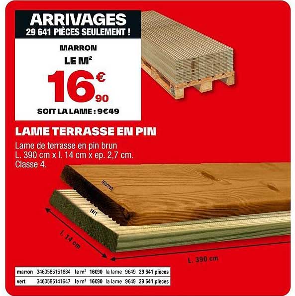 LAME TERRASSE EN PIN