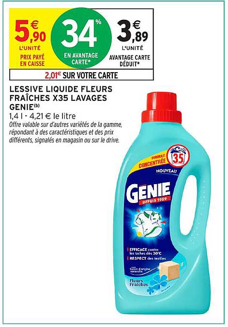LESSIVE LIQUIDE FLEURS FRAÎCHES X35 LAVAGES GENIE
