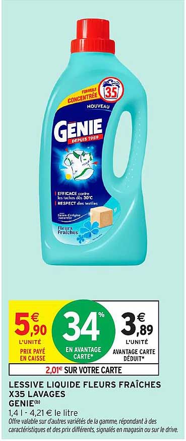 LESSIVE LIQUIDE FLEURS FRAÎCHES X35 LAVAGES GENIE