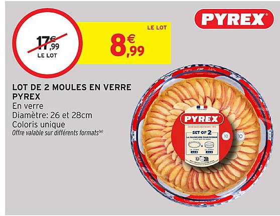LOT DE 2 MOULES EN VERRE PYREX