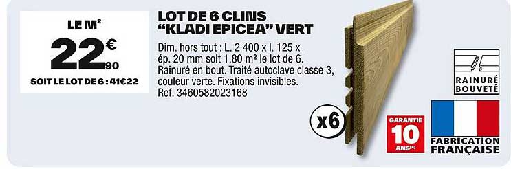 LOT DE 6 CLINS "KLADI EPICEA" VERT