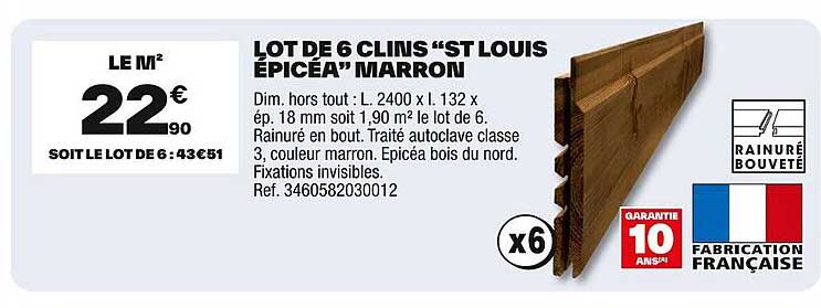 LOT DE 6 CLINS “ST LOUIS ÉPICÉA” MARRON