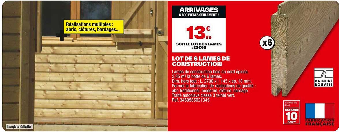 LOT DE 6 LAMES DE CONSTRUCTION