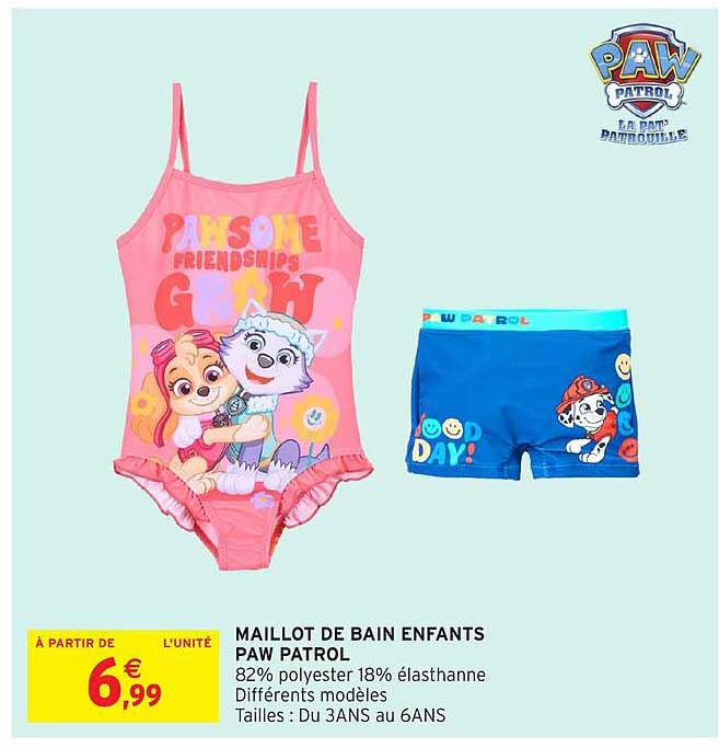 MAILLOT DE BAIN ENFANTS PAW PATROL