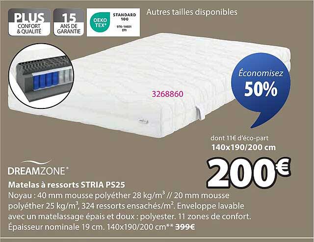 Matelas à ressorts STRIA PS25