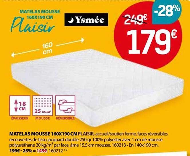 MATELAS MOUSSE 160X190 CM Plaisir