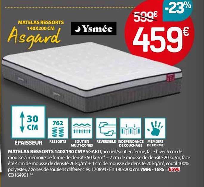 Matelas Ressorts 140X190 CM Asgard