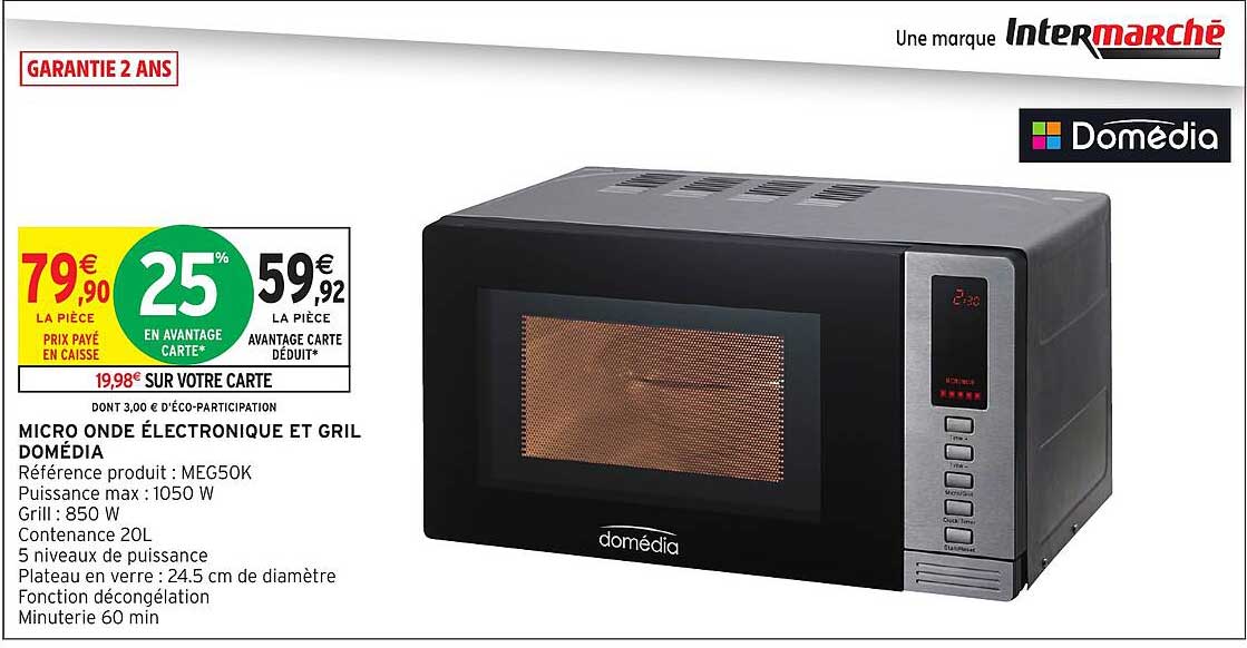 MICRO ONDE ÉLECTRONIQUE ET GRIL DOMÉDIA