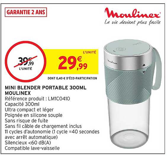 MINI BLENDER PORTABLE 300ML MOULINEX