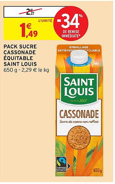 PACK SUCRE CASSONADE ÉQUITABLE SAINT LOUIS