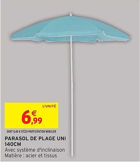 PARASOL DE PLAGE UNI 140CM