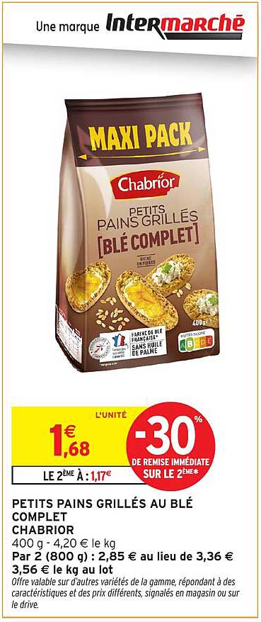 PETITS PAINS GRILLÉS AU BLÉ COMPLET Chabridor