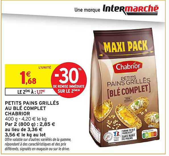PETITS PAINS GRILLÉS AU BLÉ COMPLET CHABRIOR