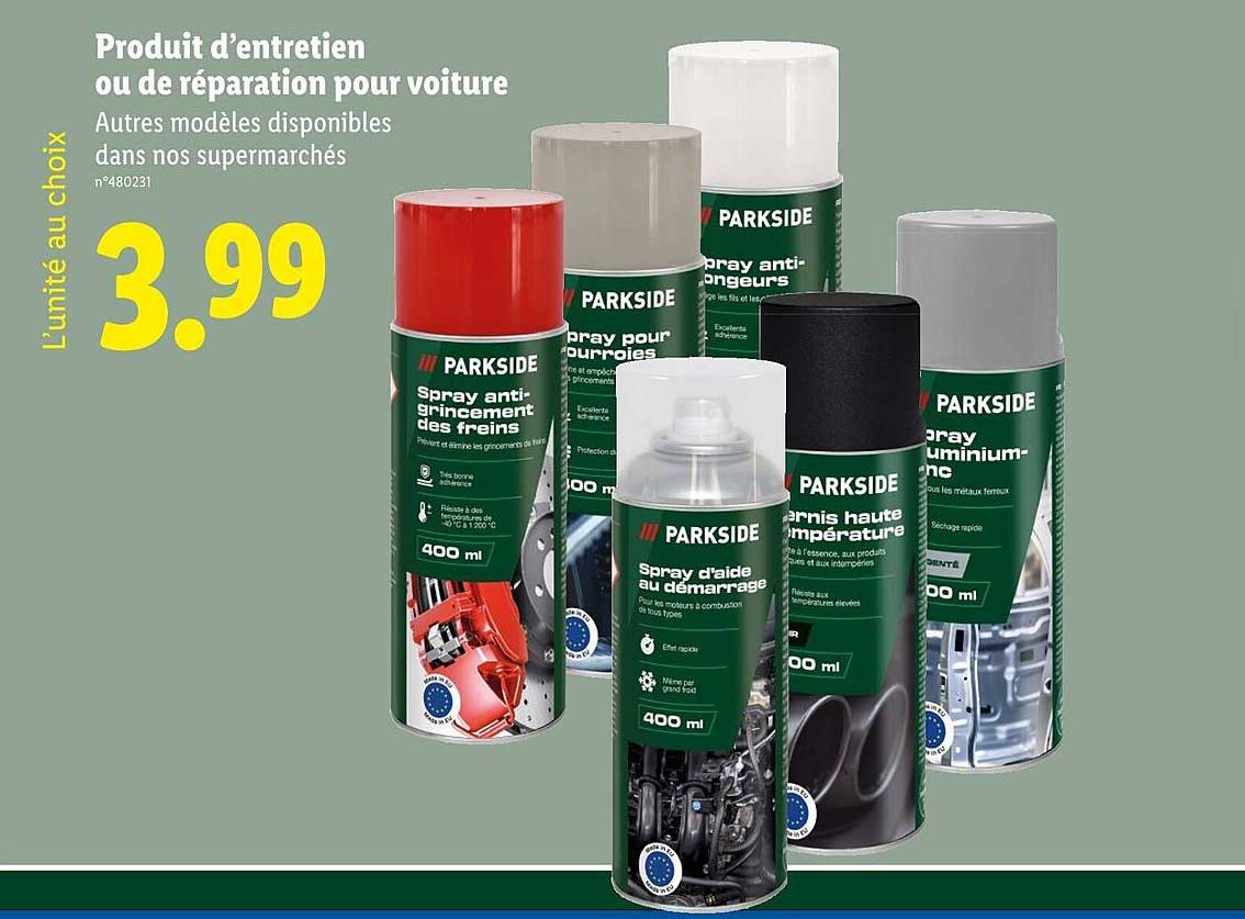 Produit d’entretien ou de réparation pour voiture