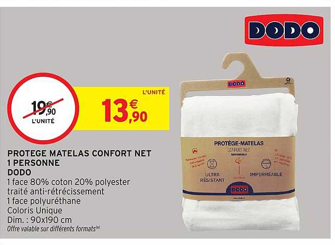 PROTEGE MATELAS CONFORT NET 1 PERSONNE DODO
