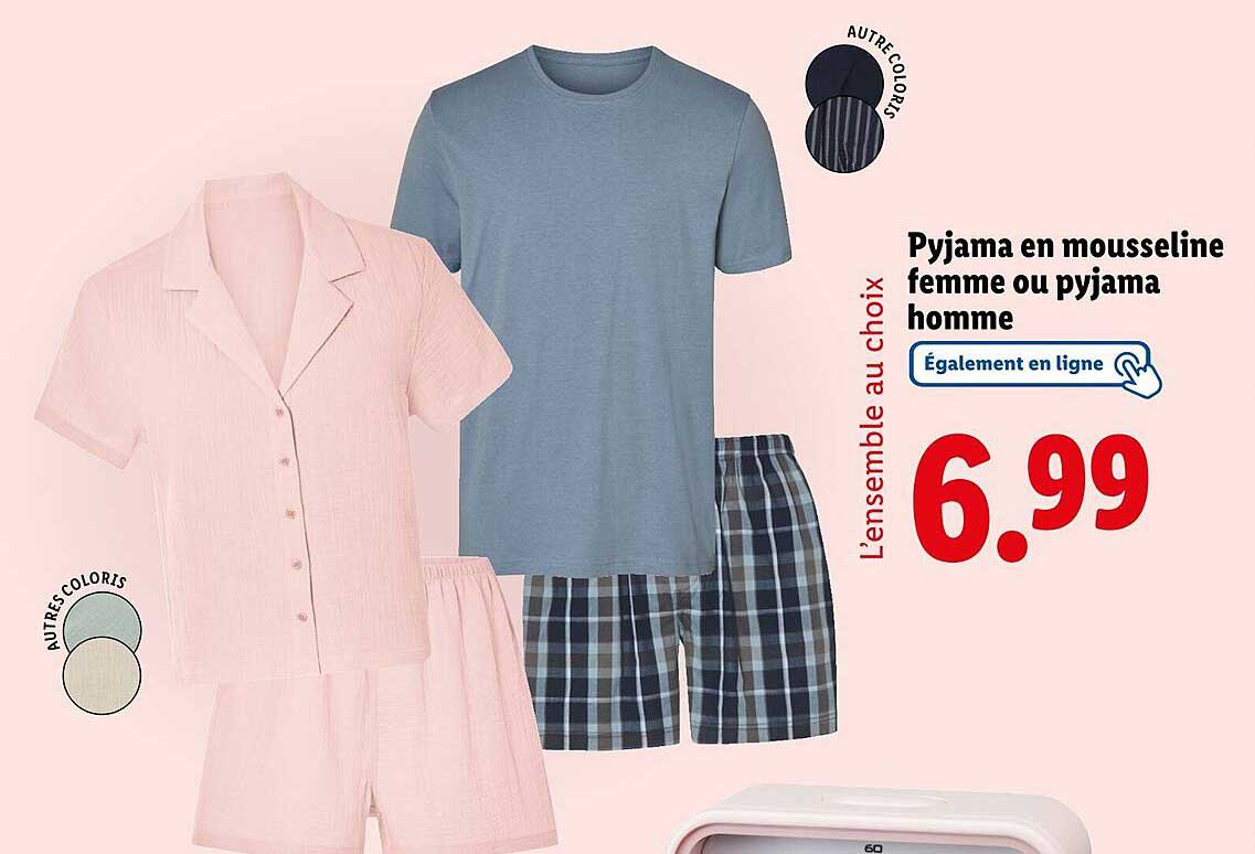 Pyjama en mousseline femme ou pyjama homme