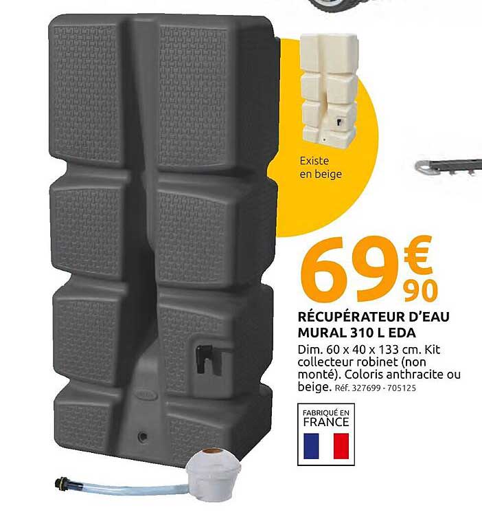 RÉCUPÉRATEUR D'EAU MURAL 310 L EDA