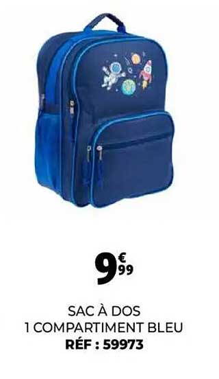 SAC À DOS 1 COMPARTIMENT BLEU