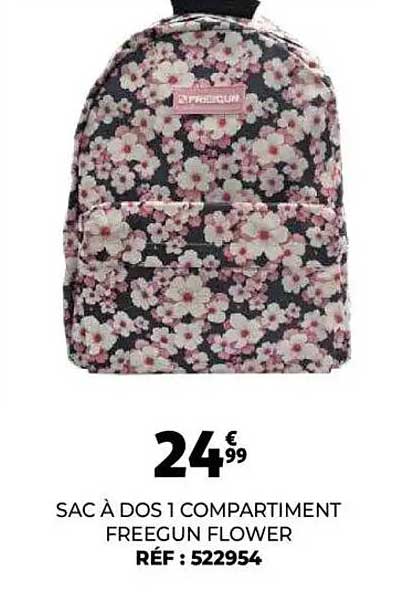 SAC À DOS 1 COMPARTIMENT FREEGUN FLOWER