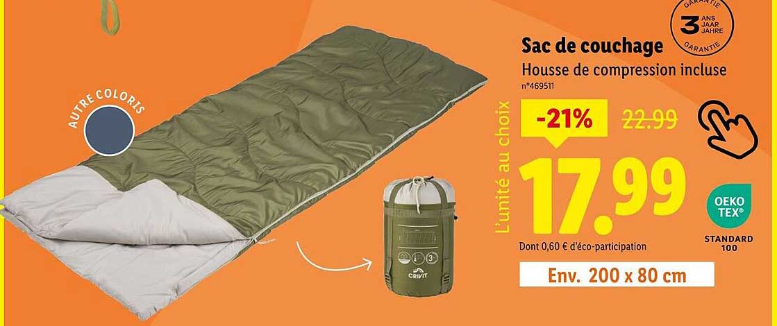 Sac de couchage Housse de compression incluse