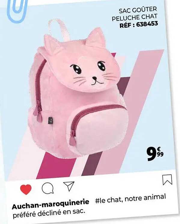 SAC GOÛTER PELUCHE CHAT