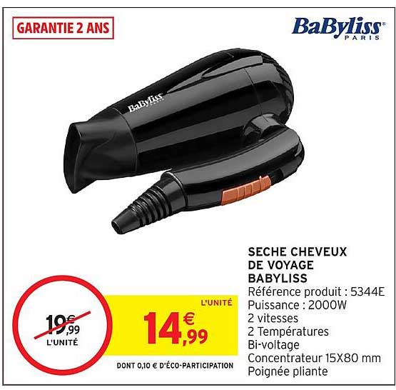 SECHE CHEVEUX DE VOYAGE BABYLISS