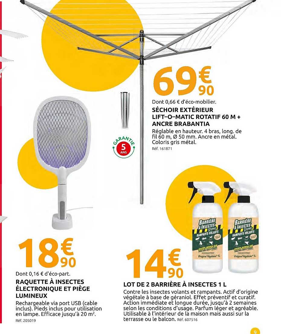 SÉCHOIR EXTÉRIEUR LIFT-O-MATIC 60 M + ANCRE BRABANTIA