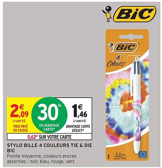 STYLO BILLE 4 COULEURS TIE & DIE BIC